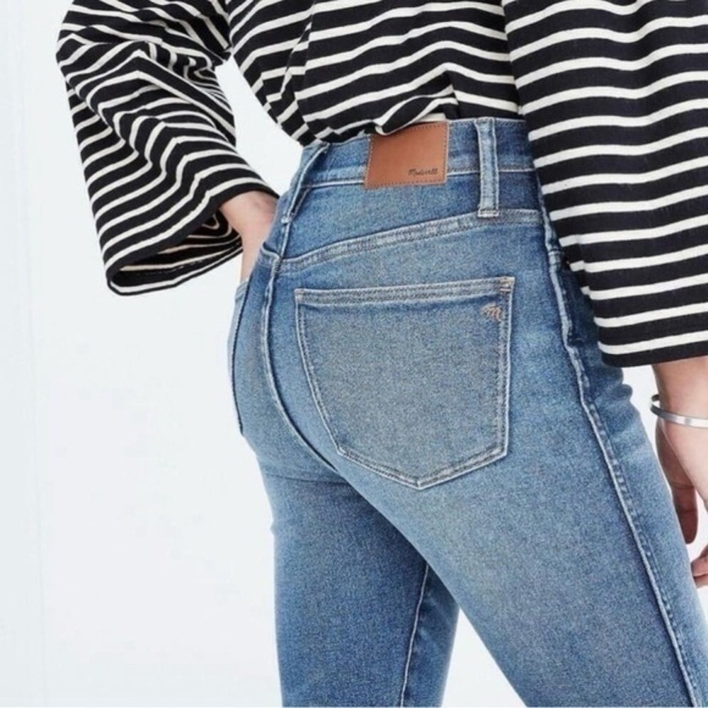 Madewell Medium Wash Denim Button Fly Raw Hem 10" High Rise Skinny Jeans Size 27